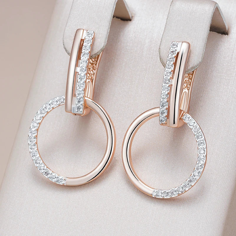Lavish Round Drop Crystal Earrings