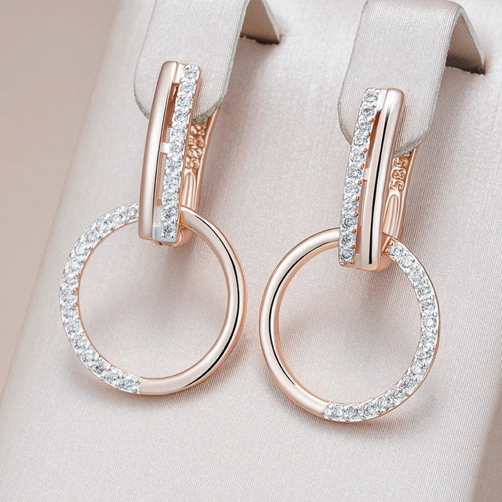 Lavish Round Drop Crystal Earrings