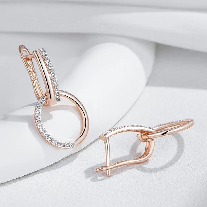 Lavish Round Drop Crystal Earrings