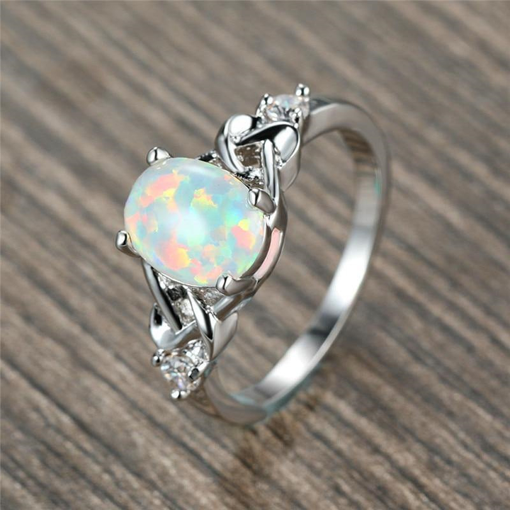White Opal Celtic Knot Silver Ring