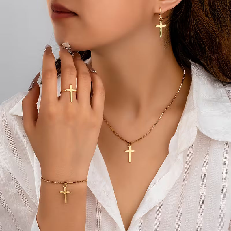 5-Piece Cross Jewellery Set