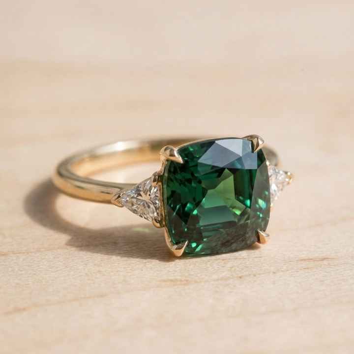 Elegant Square Emerald Green Ring
