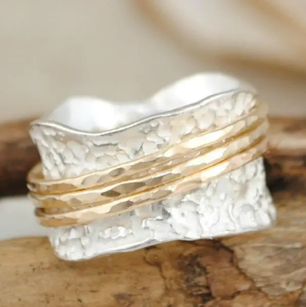 Vintage Spinner Thin Gold and Silver Ring
