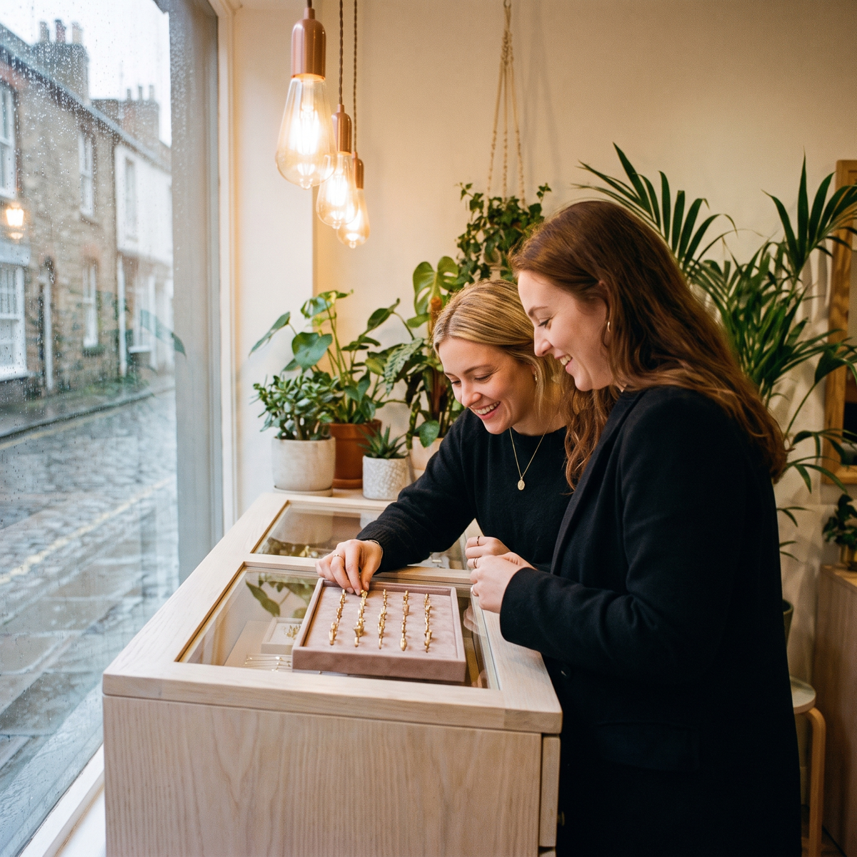 Browsing the jewellery display together